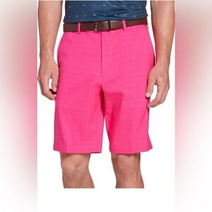 Walter Hagen Perfect 11 Golf Shorts Tonal Plaid Sweety Pink SZ 34